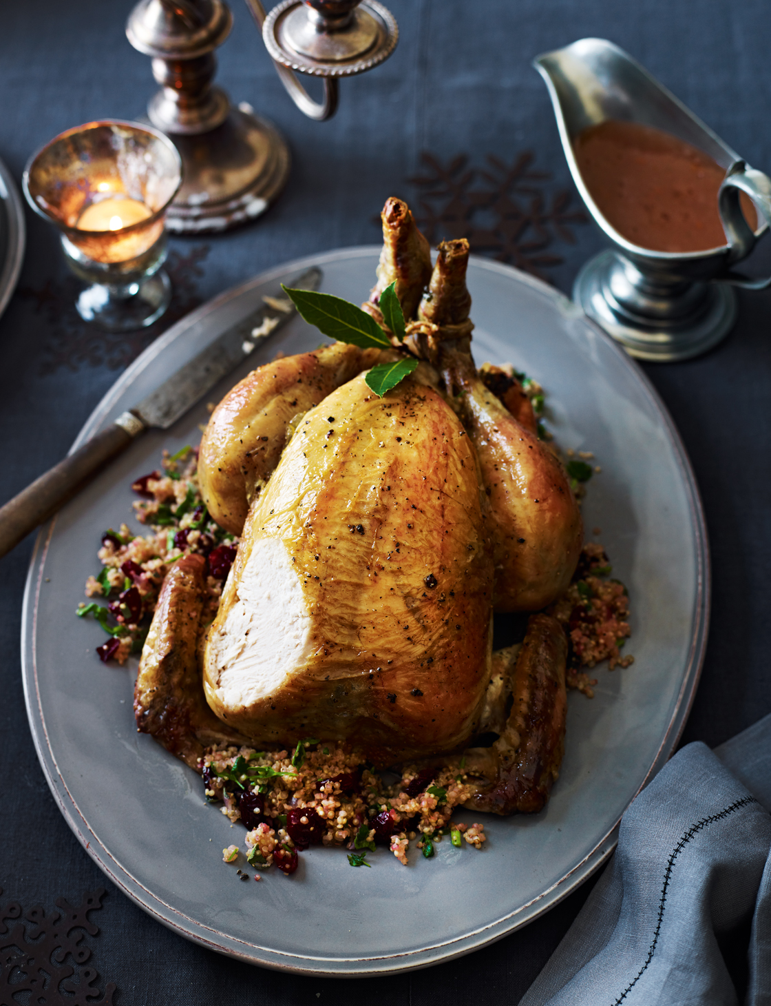 Roast chicken with glutenfree Christmas quinoa stuffing and redcurrant